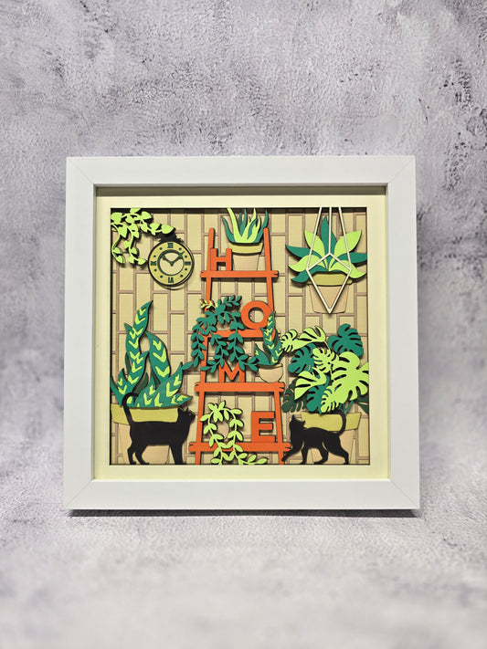 Boho Cat home Shadow box