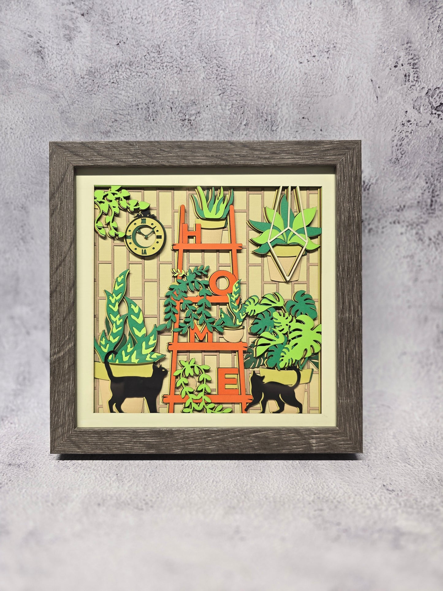 Boho Cat home Shadow box