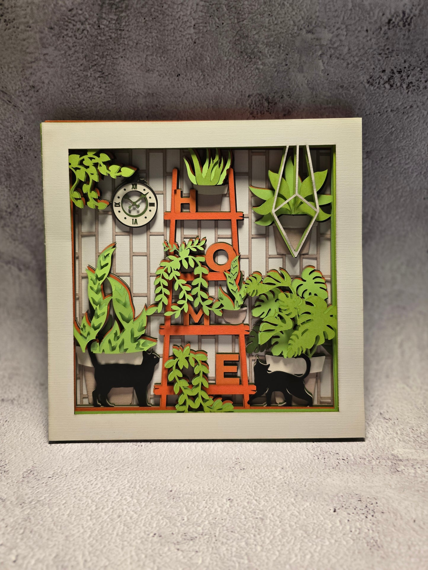 Boho Cat home Shadow box (made to order)