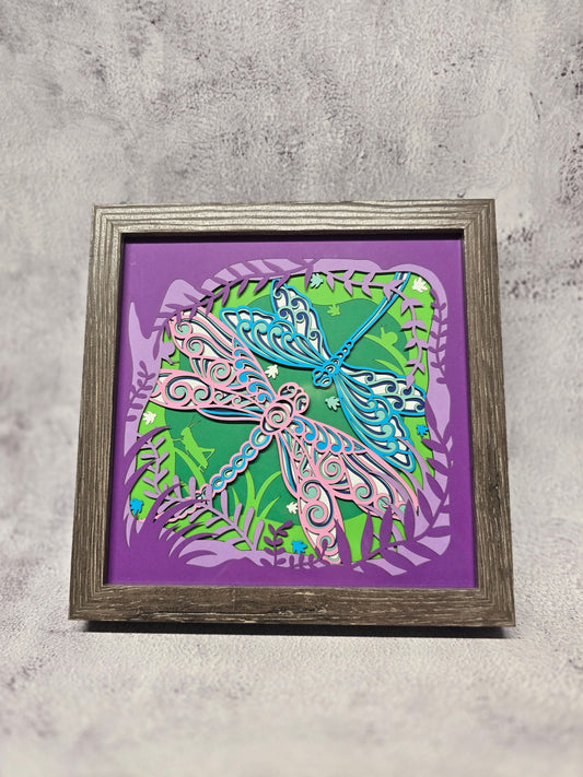 Dragonflies shadow box