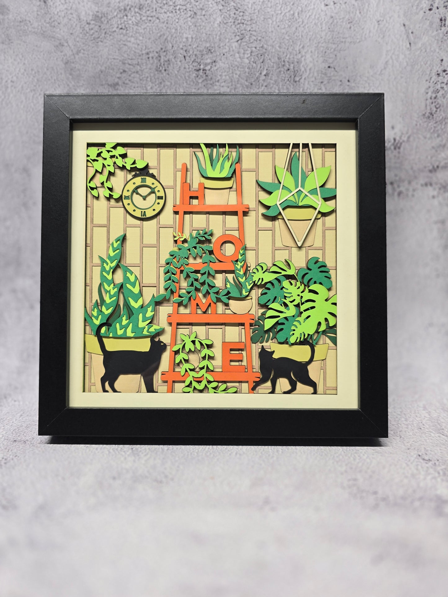 Boho Cat home Shadow box